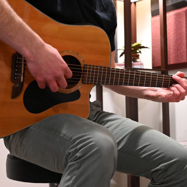 Man playing an acoustic guitar