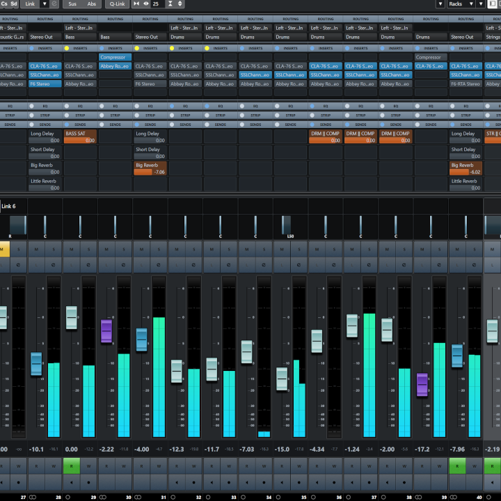 Screenshot of a mix session in Cubase